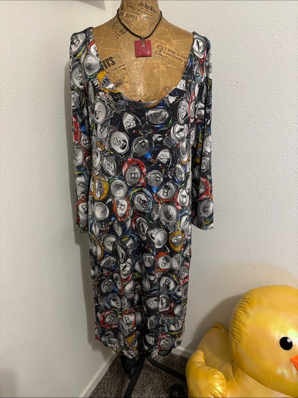 Moschino crushed can dress Women 12 good condition Y2K AOP Pop Art Tag Removed
